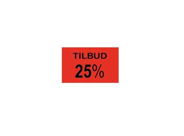 Fluoretikett 26 x 16 Rød 2 "Tilbud" 